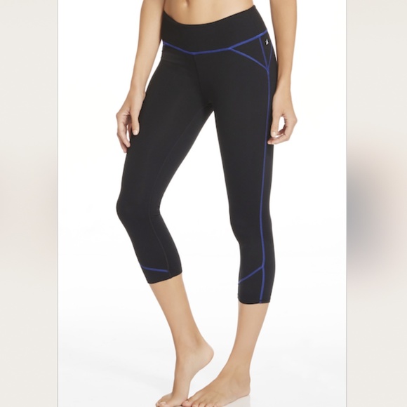 Fabletics Pants - Fabletics Lima Black Capri w/ Purple Stitching